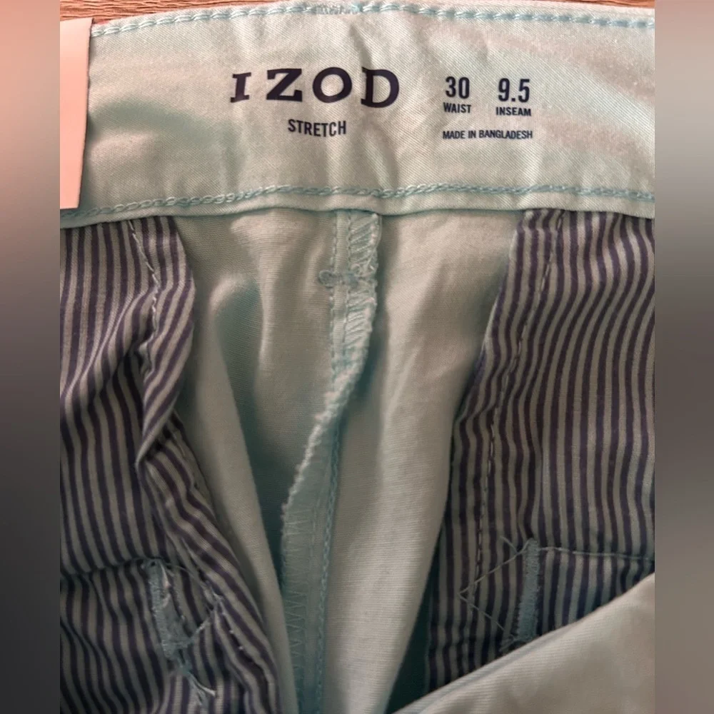 Izod Harborside Printed Men Flat Front Chino Stretch Shorts Size 30 New